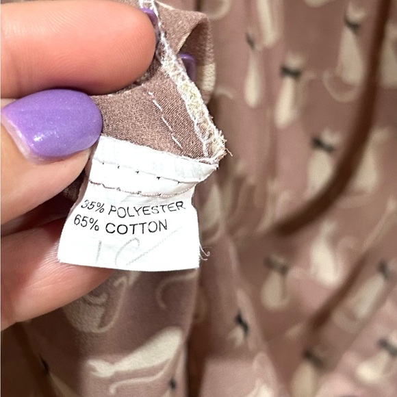 Retro Kitty Mod Cat Sheer Button-Up Blouse - Picture 5 of 6